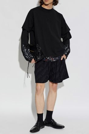 Balenciaga Monogram Shorts, Mens, Black