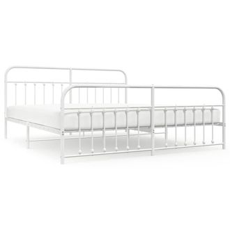 Berkfield Home Metal Bed Frame with Headboard & Footboard White 200x200 cm