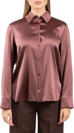 Max Mara Mmlnavetta Shirt - Dames - Overhemden - Bruin - S - Satijn - Overhemden