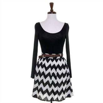 Double Zero Womens Chevron Dress In Black
