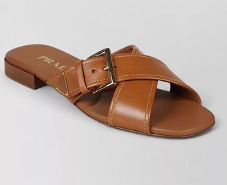 Prada sandals cross strap design flat sole open toe