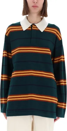 Guest In Residence Striped Rugby Polo Shirt-Donna