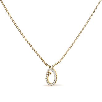 House of Brilliance 10K Gold Diamond Accent A-Z Initial Script Style Pendant Necklace
