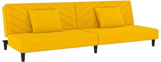 vidaXL Sofá cama de 2 plazas con dos almohadas terciopelo amarillo Vidaxl