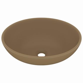 vidaXL Lavabo De Lujo Ovalado Cer&aacute;mica Crema Mate 40x33 Cm Vidaxl