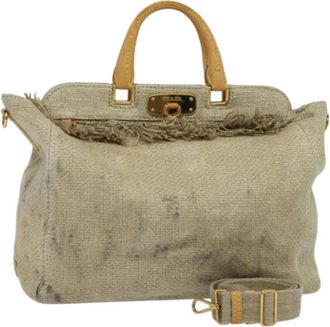 Prada Tweedehands Canvas handtassen - Dames - Vintage Handtas - Beige - ONE Size - Vintage