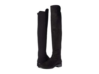 Stuart Weitzman The 5050 Boot Womens Pull-on Boots Black Suede/Stretch Gabardine : 4.5 M