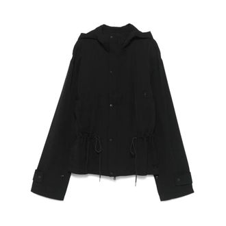 Yohji Yamamoto Light Jackets, female, Black, XS, Hooded Zip Sweatshirt