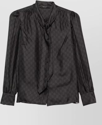 Gucci silk logo-print long-sleeve blouse