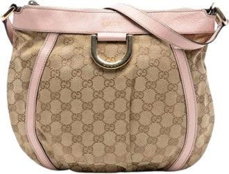 Gucci Pre-owned Shoulder Bags, female, Beige, Size: ONE SIZE Pre-owned Canvas Crossbody Bag