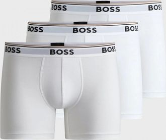 HUGO BOSS Mens BOSS Orange Power Three Pack Mens Stretch Cotton Boxer Briefs With Logos NOS - White 100 - Size: 35/34/32