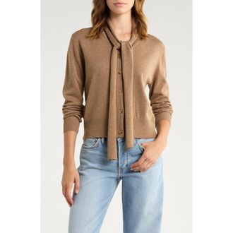 ASTR the Label Glynne Scarf V-Neck Cardigan in Tan at Nordstrom Rack, Size Medium