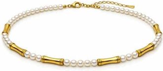 Argento Vivo Bamboo & Faux Pearl Choker Necklace in Gold at Nordstrom