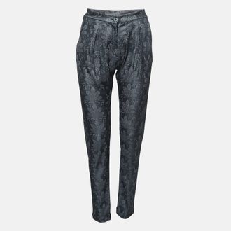 Emporio Armani Black Floral Jersey Knit Skinny Trousers