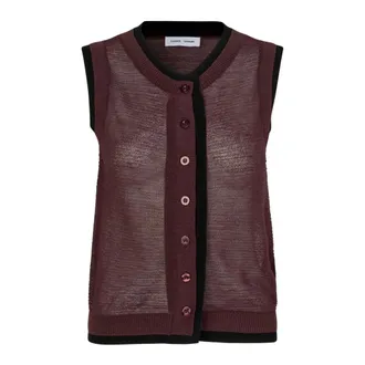 Sams&oslash;e & Sams&oslash;e Cardigans, female, Brown, Size: XS Semi-transparent Knit Vest