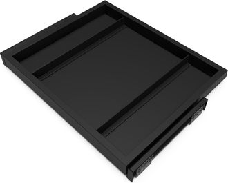 Emuca Kit De Bandeja Y Bastidor De Gu&iacute;as Con Cierre Suave Para Armarios, Regulable, M&oacute;dulo 600mm, Negro Texturizado - Emuca