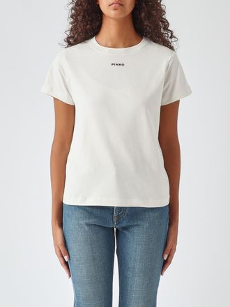 Pinko T-shirt in cotone a maniche corte con logo a contrasto