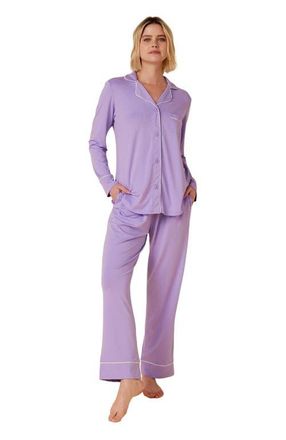 The Cats Pajamas Pima Knit Pajama Set in Lilac at Nordstrom, Size 4X-Large