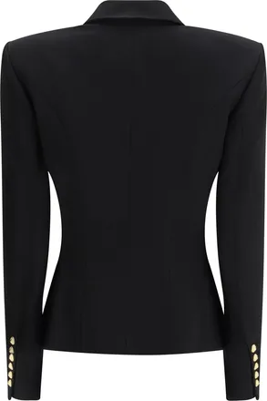 Balmain Womens Jacket Grain De Poudre Black Wool