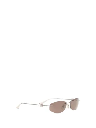 Balenciaga Mens Geometric Oval Sunglasses Lt Ruthenium - Brwn Metal