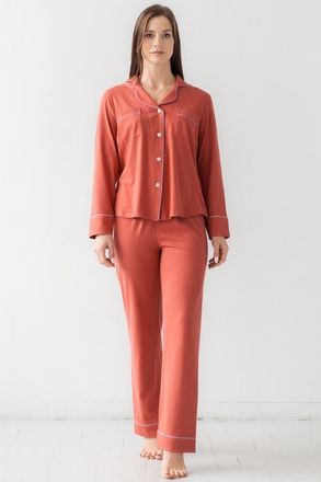 Salua Classic Luxury Pajamas in Brushed Pima Cotton in Rasperry Tea/lavender at Nordstrom, Size X-Large