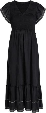 Rails Clementine Shirred Woven Midi Dress - Black - S (UK8-10 / S)
