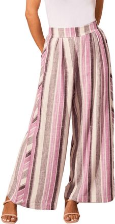 Tribal Linen Wide Leg Pant In Orchid Stripe