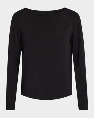 Eileen Fisher Boat-Neck Stretch Jersey Knit Top