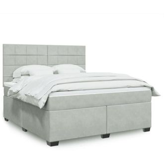 vidaXL Vidaxl - Cama Box Spring Con Colch&oacute;n Terciopelo Gris Claro 180x200 Cm