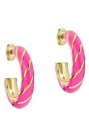 Ted Baker Tiffany Twist Enamel Hoop Earrings in Metallic Gold at Nordstrom