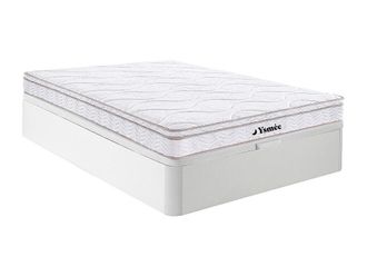 Vente-Unique Conjunto somier arc&oacute;n blanco + colch&oacute;n de muelles de 3 zonas y viscoel&aacute;stica de 20cm - WOLKENTANZ de YSM&Eacute;E