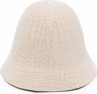 Flapper Bucket Hat met craquel&eacute;-textuur - Dames - Hoeden - Beige - ONE Size - Accessoires