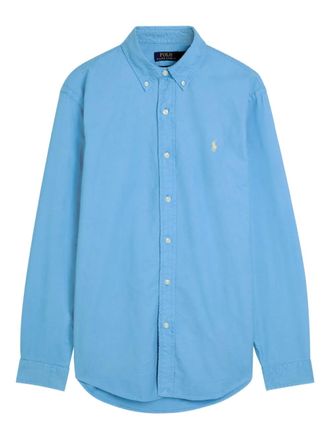 Polo Ralph Lauren button embroidered-logo shirt - men - Cotton - L - Blue
