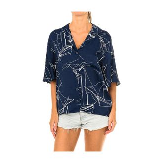 Superdry Edit Revere Blouse - Dames - Overhemden - Blauw - 2XS - Overhemden
