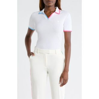 G/Fore Tipped Rib Cotton Blend Polo in Snow at Nordstrom, Size X-Large