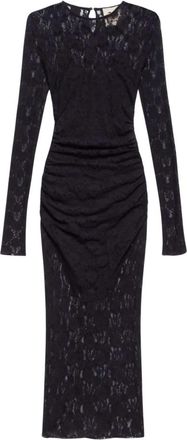 Aniye By Midi-jurk van kant met gedrapeerde taille en afneembare onderjurk - Dames - Casual kleedjes - Zwart - L - Leer - Kleedjes