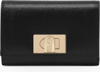 Furla Leren Mini Portemonnee met Metalen Logo Sluiting - Dames - Portefeuilles - Zwart - ONE Size - Accessoires