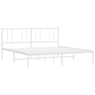 Berkfield Home Metal Bed Frame with Headboard White 180x200 cm Super King