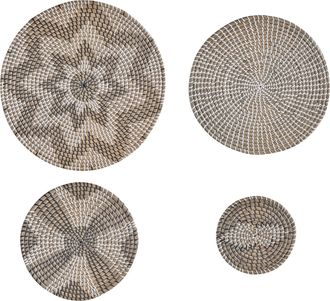 Beliani Beliani - Decoraci&oacute;n De Pared De Algas Marinas Natural 4 Piezas Colgantes Hecho A Mano Estilo Africano Laocai