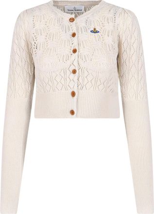 Vivienne Westwood Cream Ella Pointelle Knit Cotton Cardigan