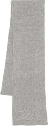 Karl Lagerfeld Sciarpa con logo ricamato - Grigio