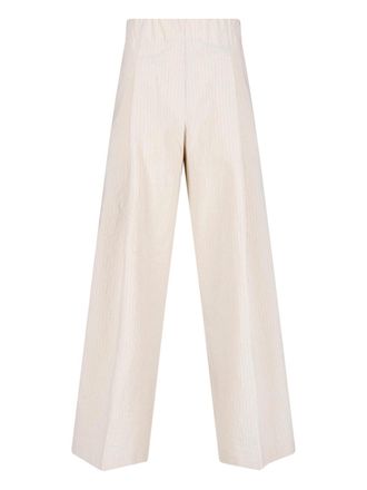 Dries Van Noten Black Pinstriped Texture Wide-Leg Trousers