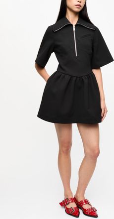 Ganni Black Bonded Crepe Mini Dress - Size 34