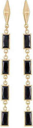 Vince Camuto Baguette Crystal Linear Drop Earrings in Gold/Black at Nordstrom Rack