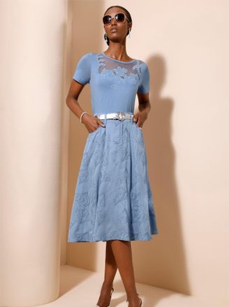 Cr&eacute;ation L Kurzarmshirt CREATION L Shirt, Damen, Gr. 36, bleu, 95% Viskose, 5% Elasthan, unifarben, Rundhals, Shirts Kurzarmshirt