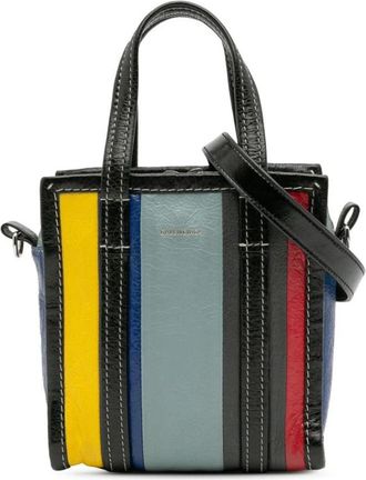 Balenciaga Pre-owned Tote Bags, female, Multicolor, Size: ONE SIZE Pre-owned Striped Leather Tote Bag