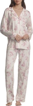 Eberjey Gisele Printed Long Pajamas in Rose Garden Cameo Pink/ivory at Nordstrom, Size X-Large