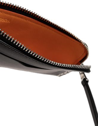 J.W.Anderson Leather Card Holder With Logo, Unisex, Black