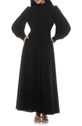 Alexia Admor Saliah Mockneck Blouson Sleeve Dress in Black at Nordstrom Rack, Size 2