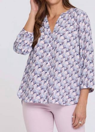 NYDJ Womens Pintuck Blouse In Aurora Abstract